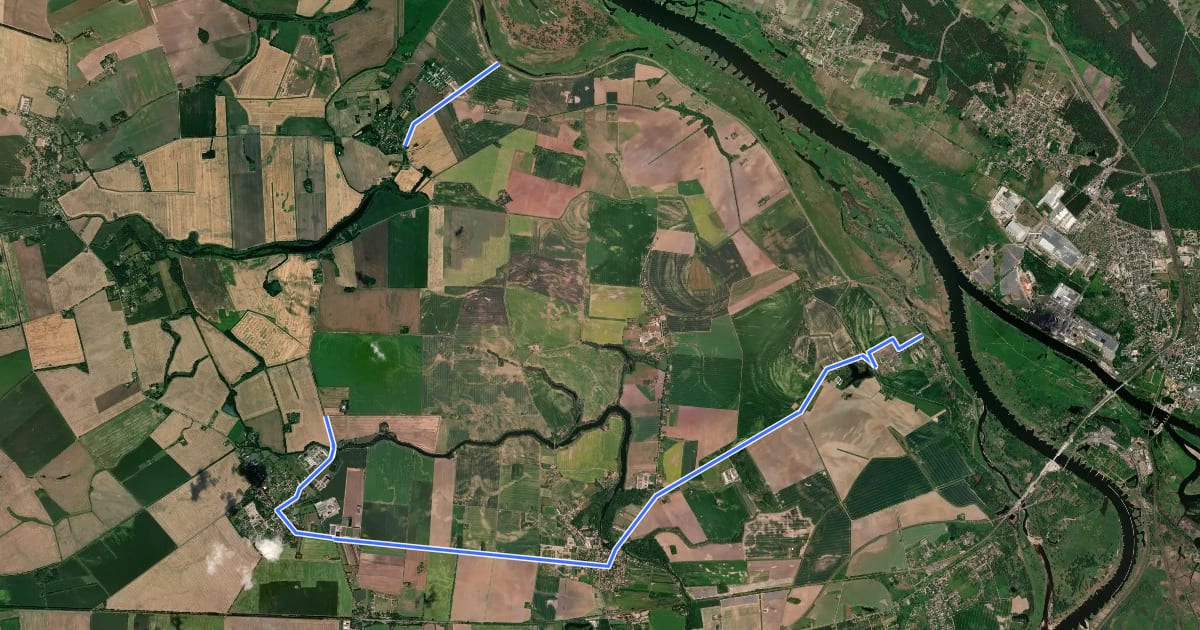 Маршрут Oderbruch Kurzroute 9 на спутниковом снимке