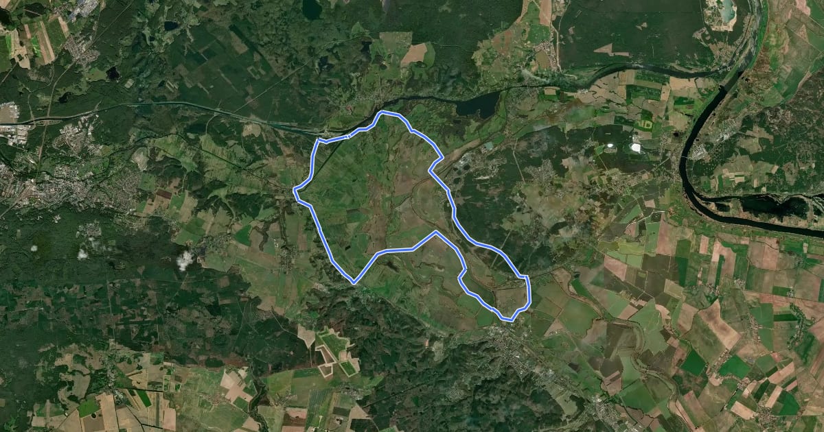 Маршрут Oderbruch Zusatzroute 1 на спутниковом снимке