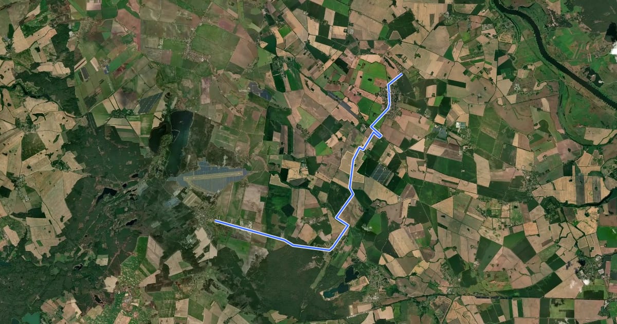 Маршрут Oderbruch Zusatzroute 4 на спутниковом снимке