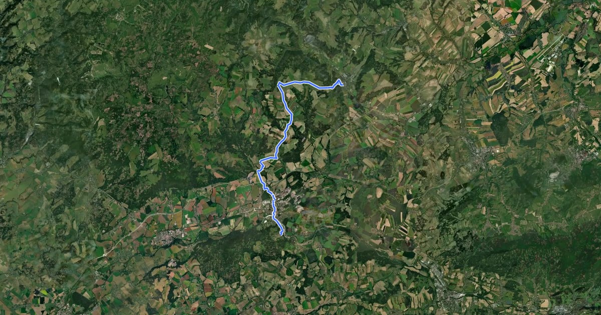 Маршрут Odry, napojení na 503 - Hranice - Teplice nad Bečvou на спутниковом снимке