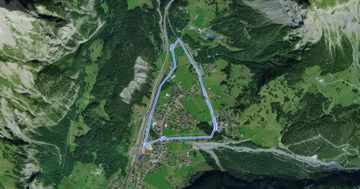 Маршрут Oeschigässli-Kander-Rundweg на спутниковом снимке