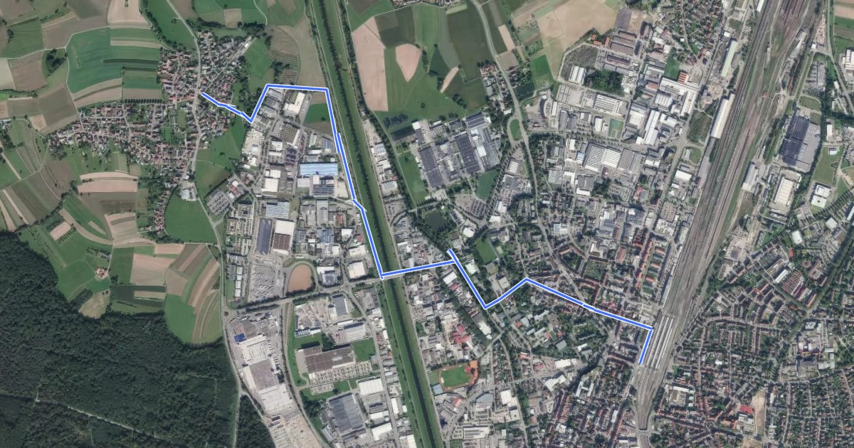 Маршрут Offenburg Bahnhof - Waltersweier Ortsmitte на спутниковом снимке