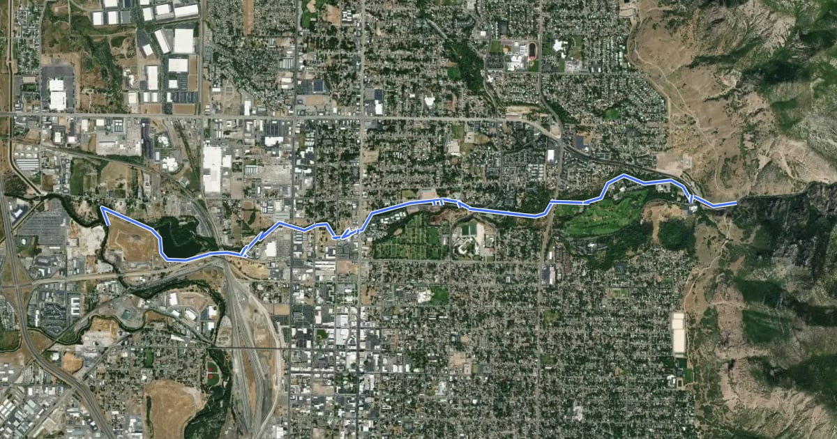 Маршрут Ogden River Parkway на спутниковом снимке