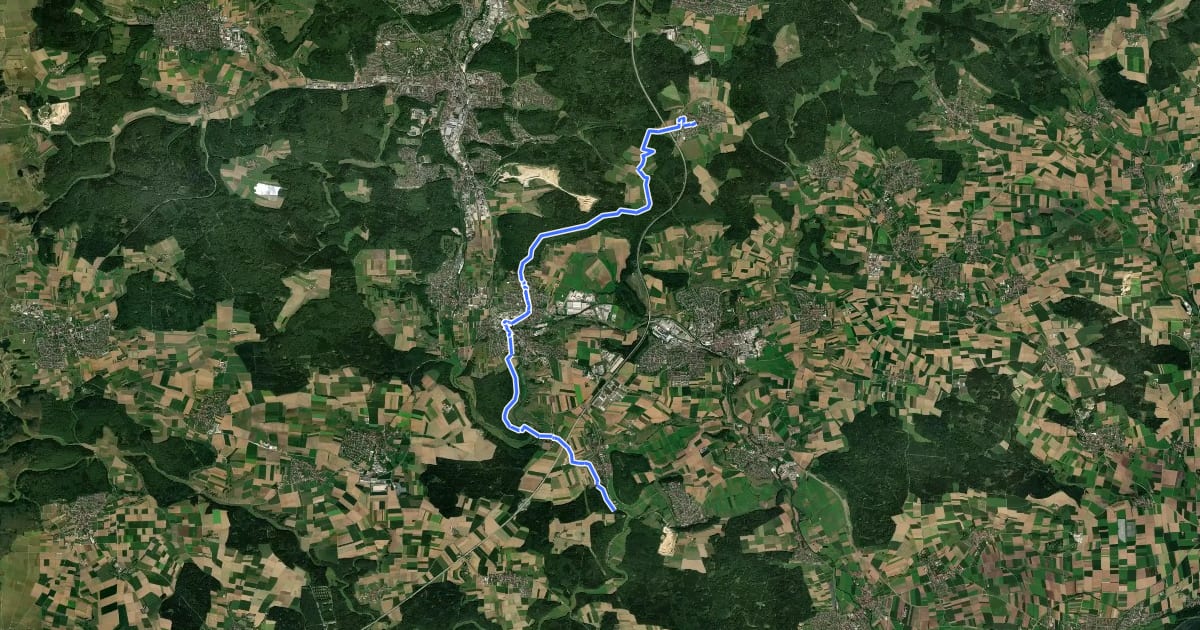 Маршрут Oggenhausen - Herbrechtingen - Hürben на спутниковом снимке