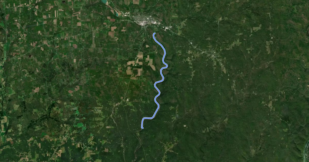 Маршрут Oil Creek Trail на спутниковом снимке