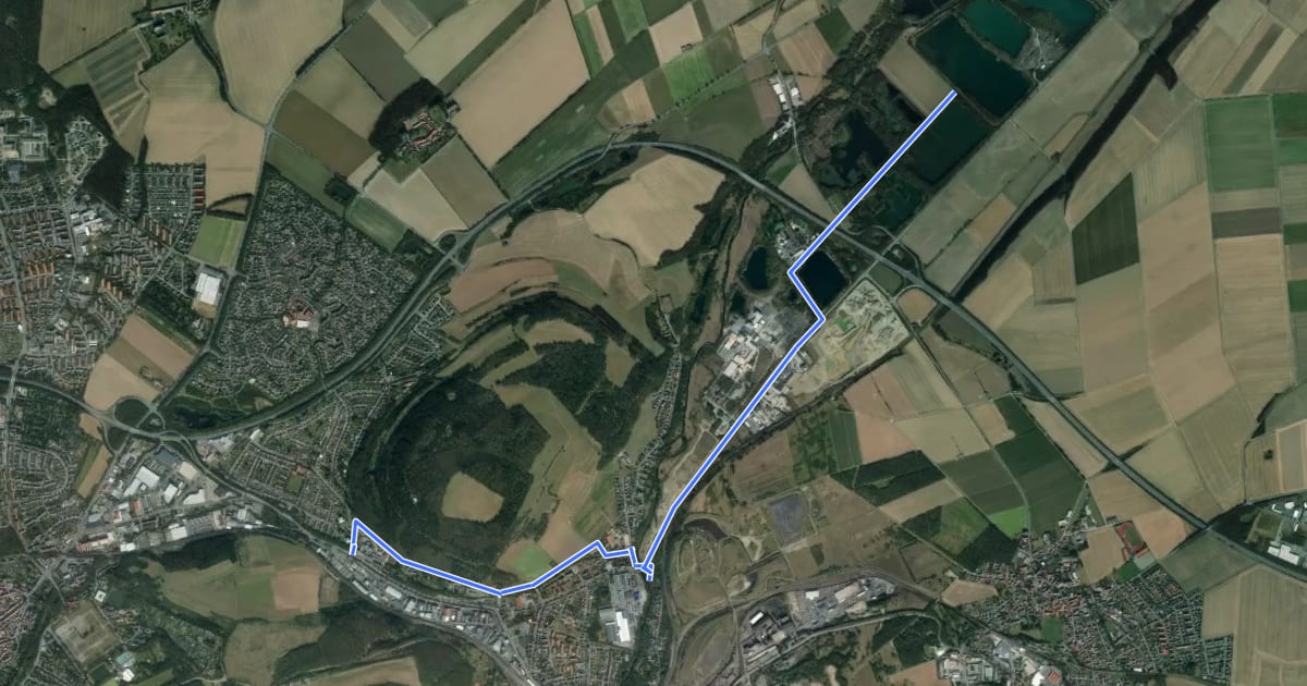 Маршрут Okerradweg на спутниковом снимке