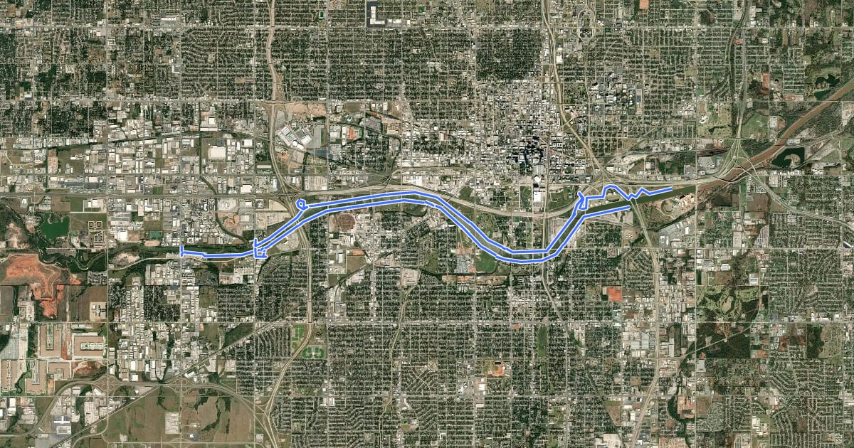 Маршрут Oklahoma River Trail на спутниковом снимке