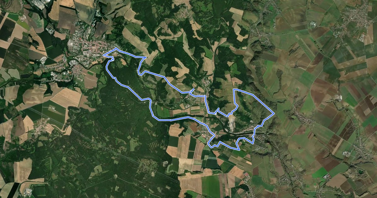 Маршрут [Č] Okružní trasa (Ivančice - Mor. Bránice - Dolní Kounice) на спутниковом снимке
