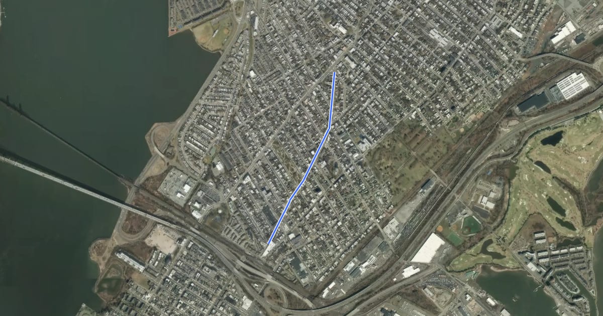 Маршрут Old Bergen Road на спутниковом снимке