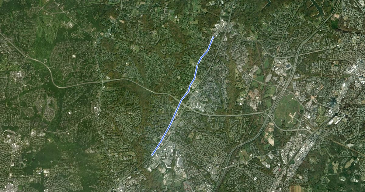 Маршрут Old Columbia Pike на спутниковом снимке