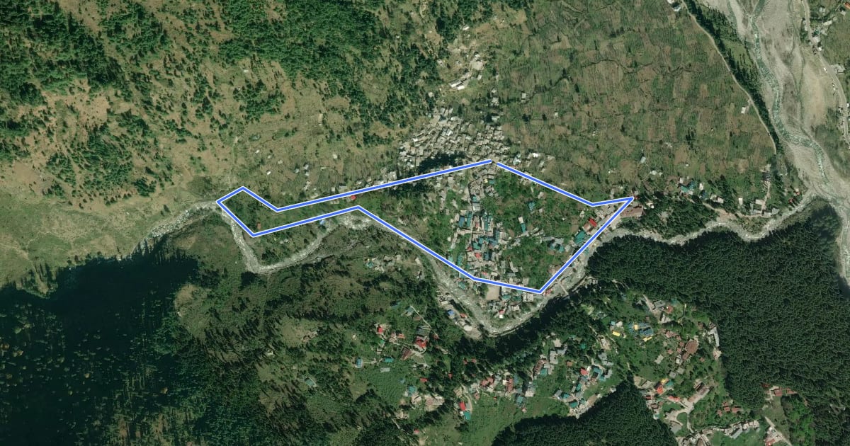 Маршрут Old Manali Loop на спутниковом снимке
