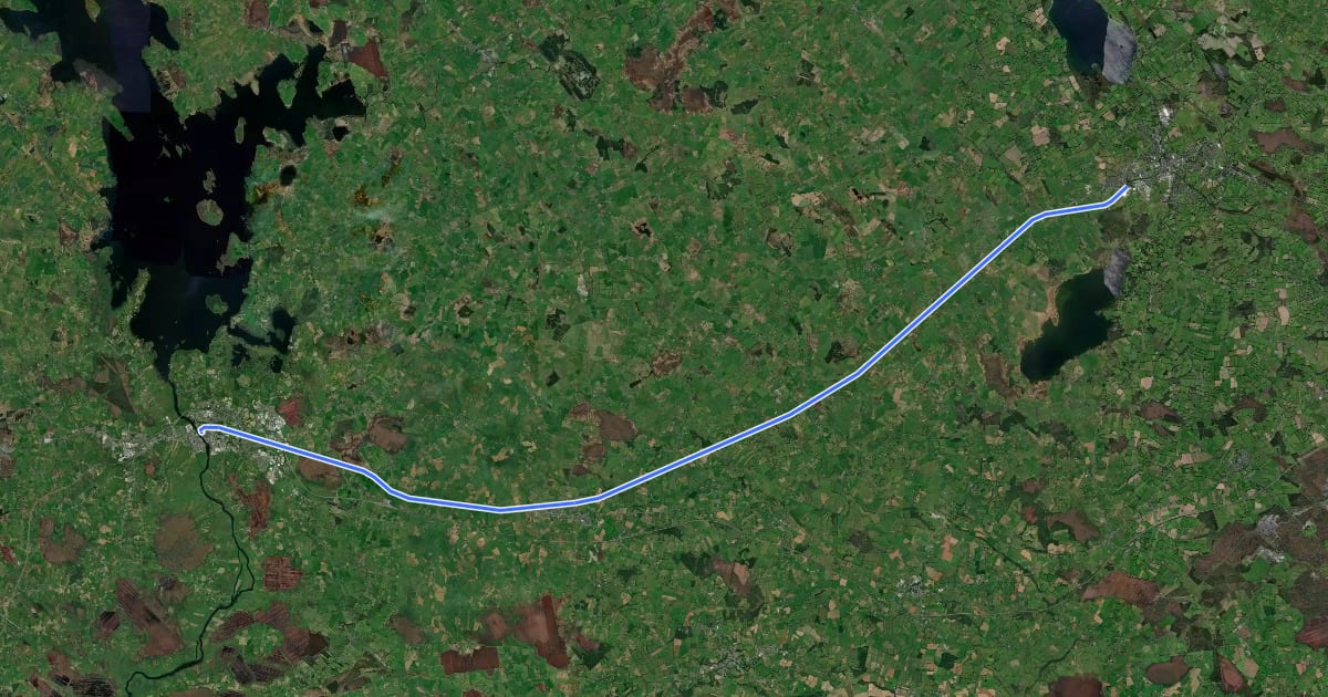 Маршрут Old Rail Trail на спутниковом снимке