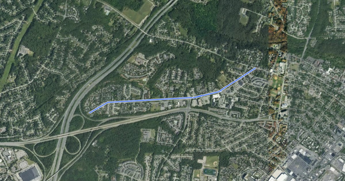 Маршрут Old Sandy Spring Rd на спутниковом снимке