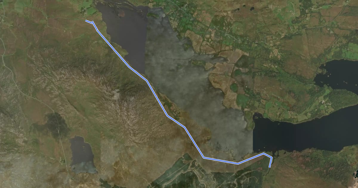 Маршрут Old Western Way Route на спутниковом снимке