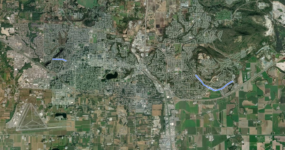 Маршрут Old Yale Road на спутниковом снимке
