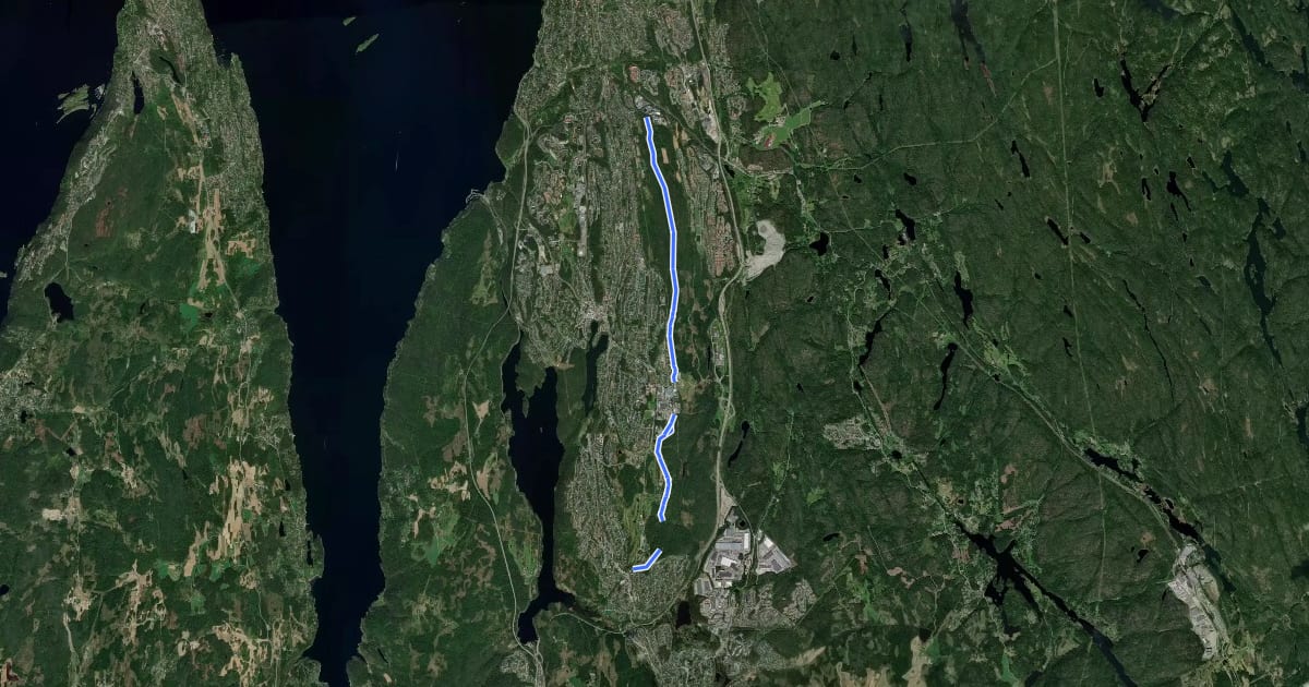 Маршрут Oldtidsveien over Grønliåsen на спутниковом снимке