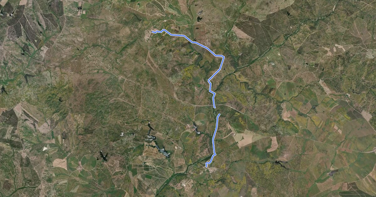 Маршрут Olhar Sobre a Ribeira de Seda на спутниковом снимке