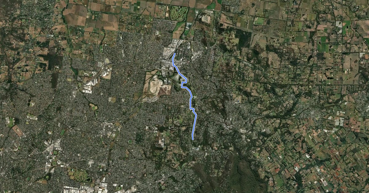 Маршрут Olinda Creek Trail на спутниковом снимке