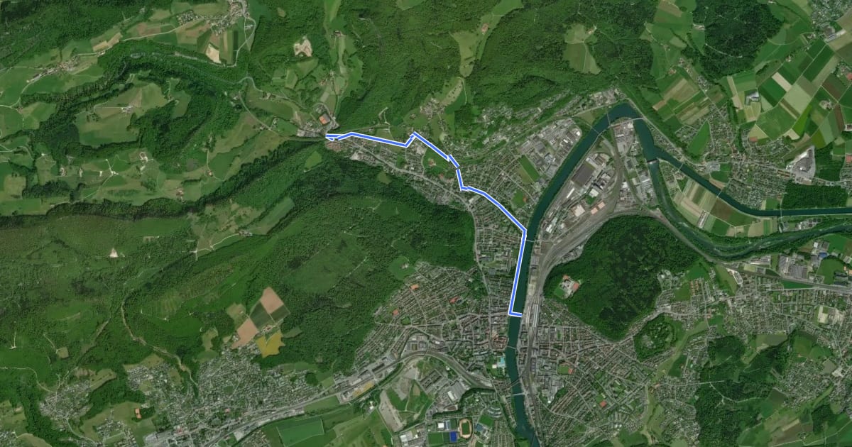 Маршрут Olten HB - Trimbach на спутниковом снимке