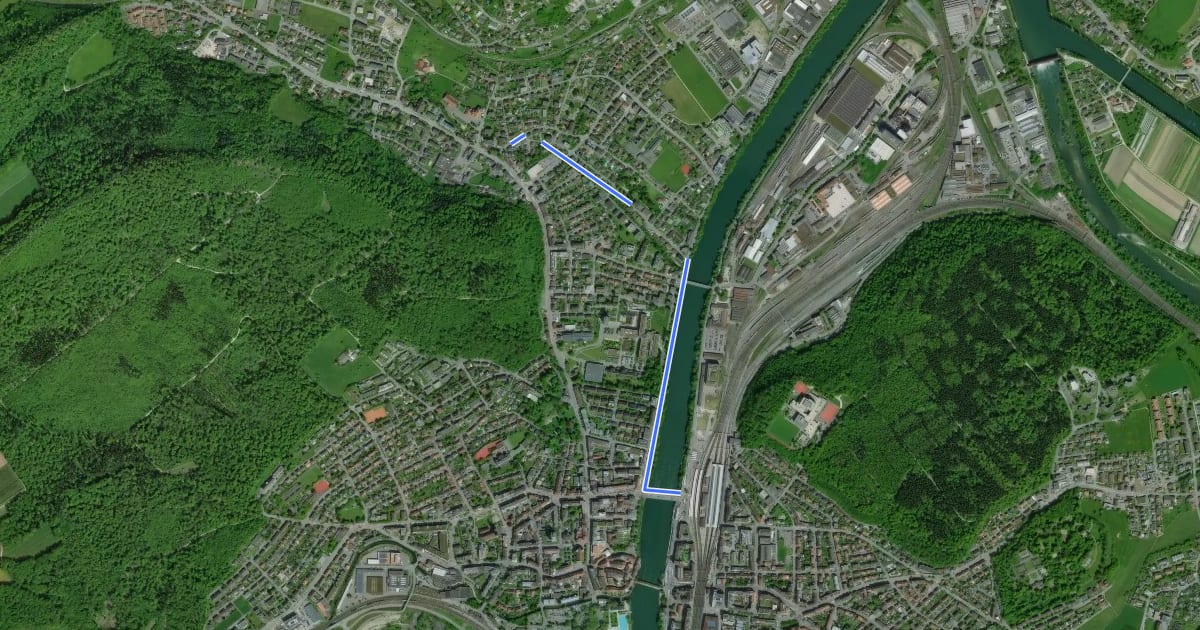 Маршрут Olten - Trimbach на спутниковом снимке