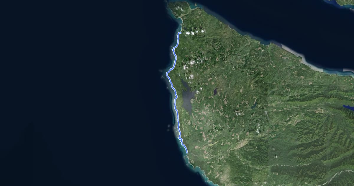 Маршрут Olymic Coast North на спутниковом снимке