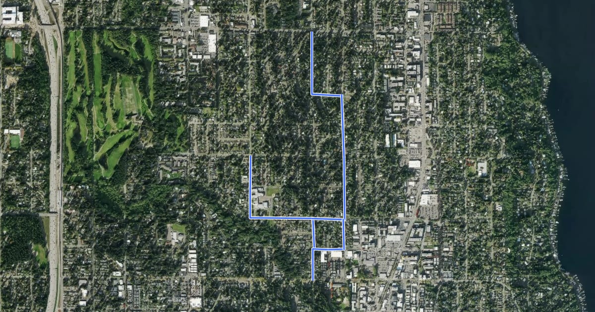 Маршрут Olympic Hills Greenway на спутниковом снимке