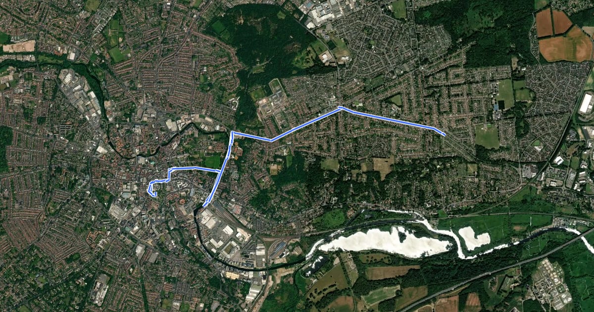 Маршрут Olympic Torch Relay (Norwich) на спутниковом снимке