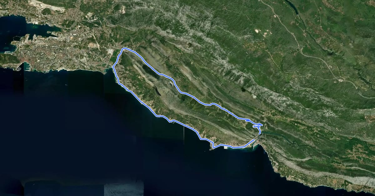 Маршрут omiš 1 на спутниковом снимке