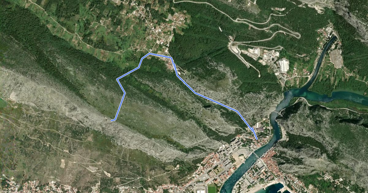 Маршрут Omiš - Gospa od Sniga на спутниковом снимке