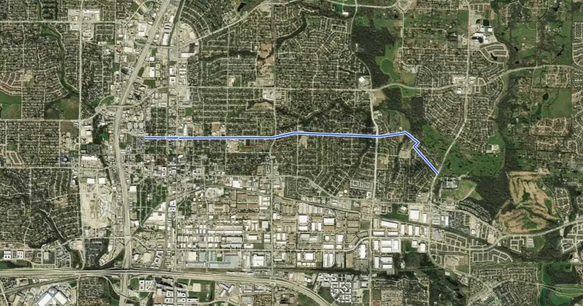 Маршрут On-Street Route 18 на спутниковом снимке