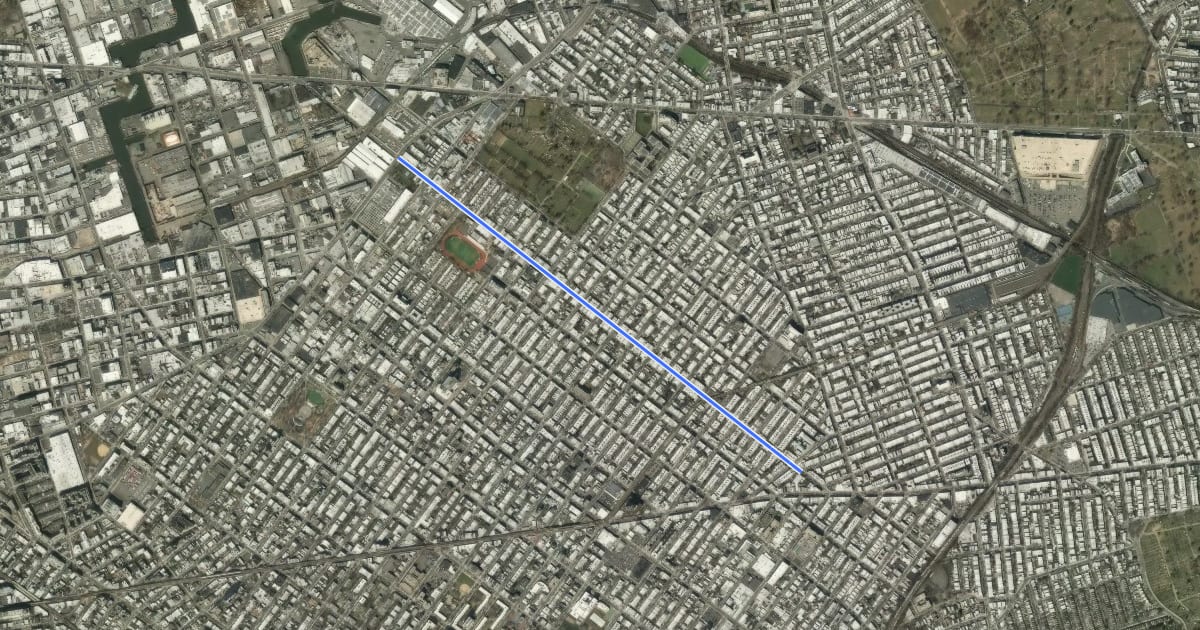 Маршрут Onderdonk Avenue на спутниковом снимке