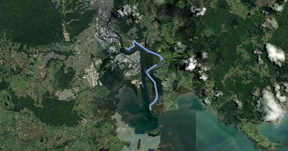 Маршрут Onerahi Shared Path на спутниковом снимке