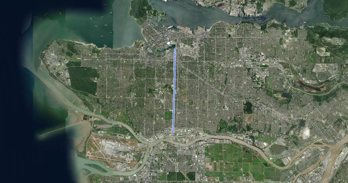 Маршрут Ontario Greenway на спутниковом снимке
