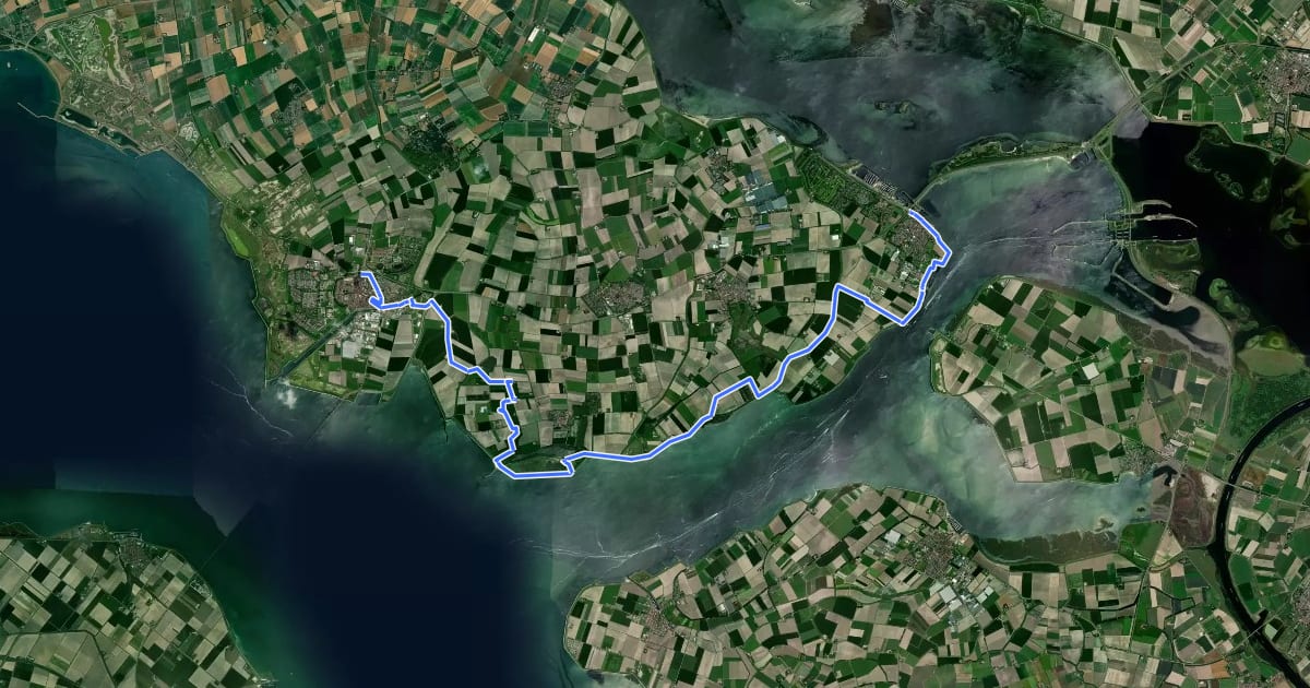 Маршрут Oosterscheldepad - 06 на спутниковом снимке