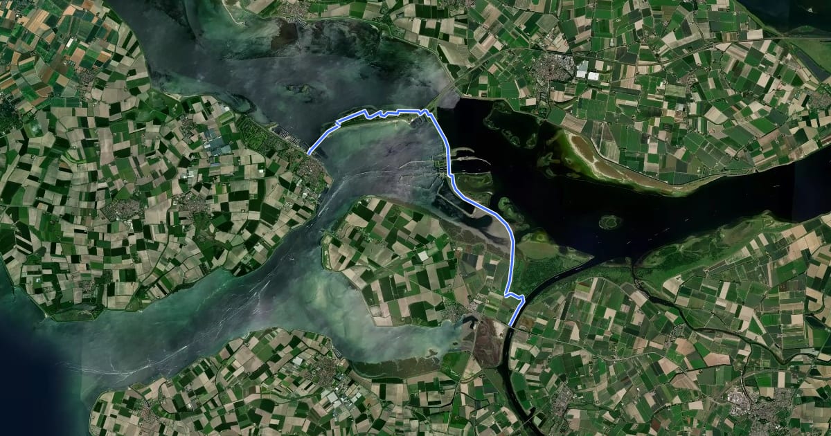 Маршрут Oosterscheldepad - 07 на спутниковом снимке