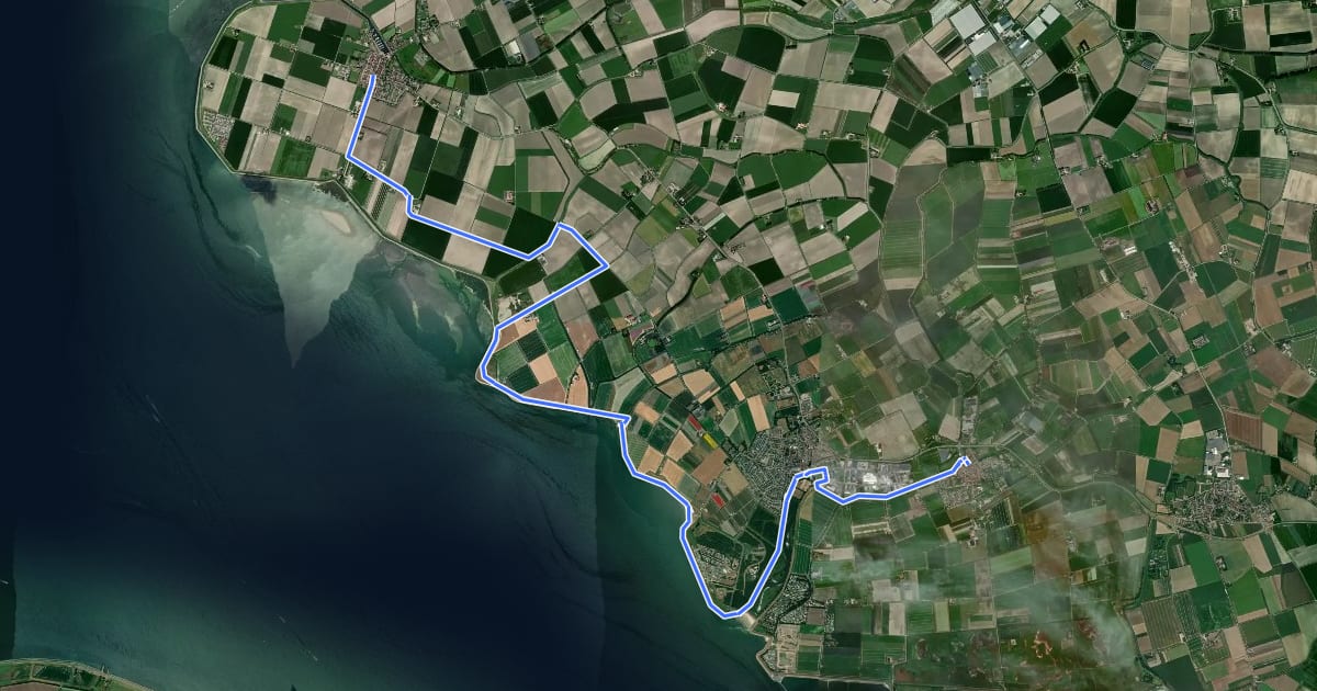 Маршрут Oosterscheldepad - 09 на спутниковом снимке