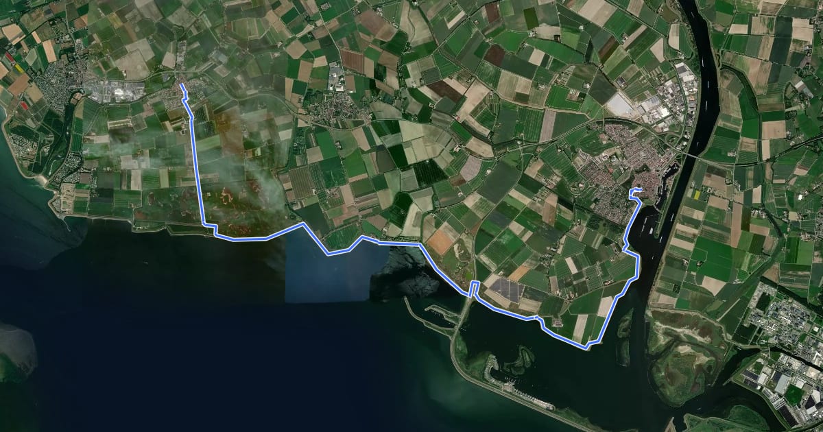 Маршрут Oosterscheldepad - 10 на спутниковом снимке