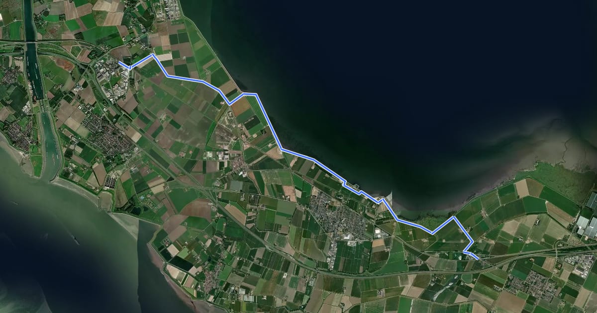Маршрут Oosterscheldepad - 14 на спутниковом снимке