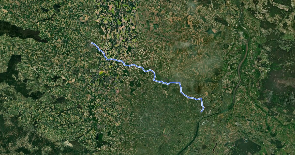 Маршрут Opatów - Sandomierz на спутниковом снимке