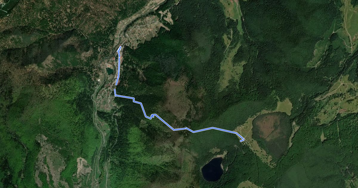 Маршрут oraș Băile Tușnad - sub Vf. Ciomatul Mic - Cabana Lacul Sfânta Ana на спутниковом снимке