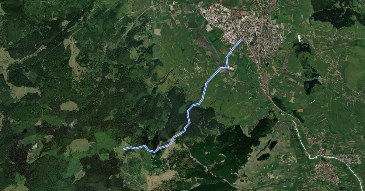 Маршрут oraș Miercurea Ciuc - Poiana Hirtelen - intersecție traseul BA (creasta principală) на спутниковом снимке