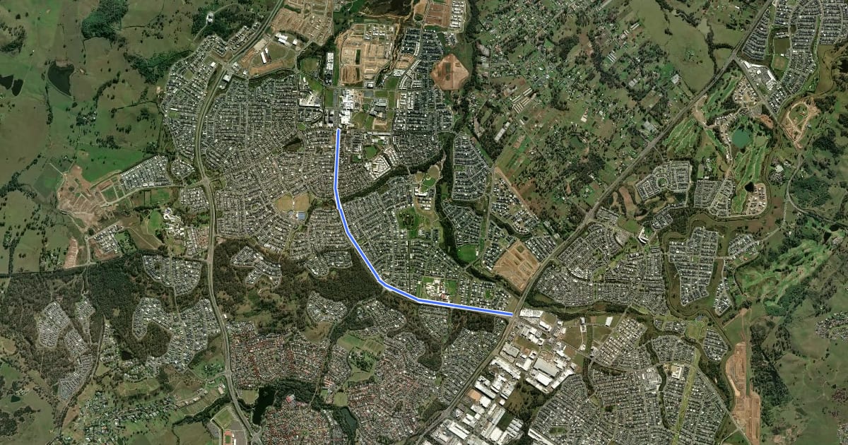Маршрут Oran Park Drive (northside) на спутниковом снимке