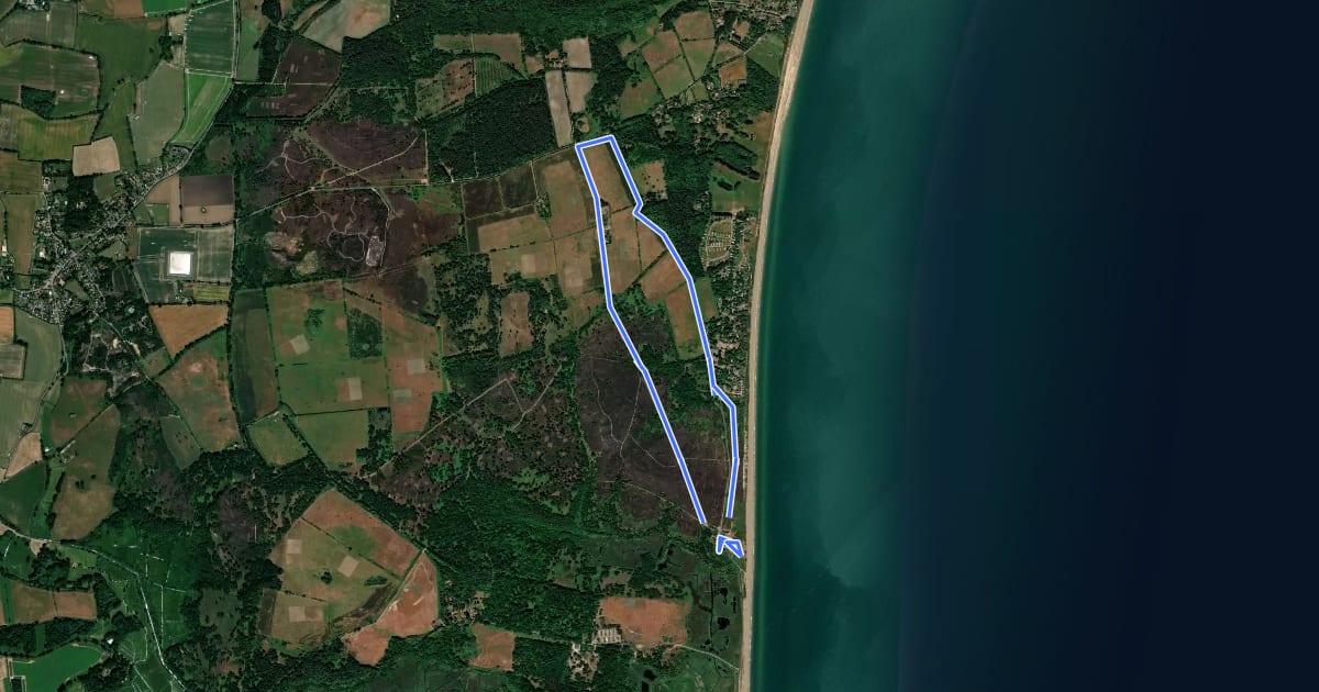 Маршрут Orange Trail, Dunwich Heath на спутниковом снимке