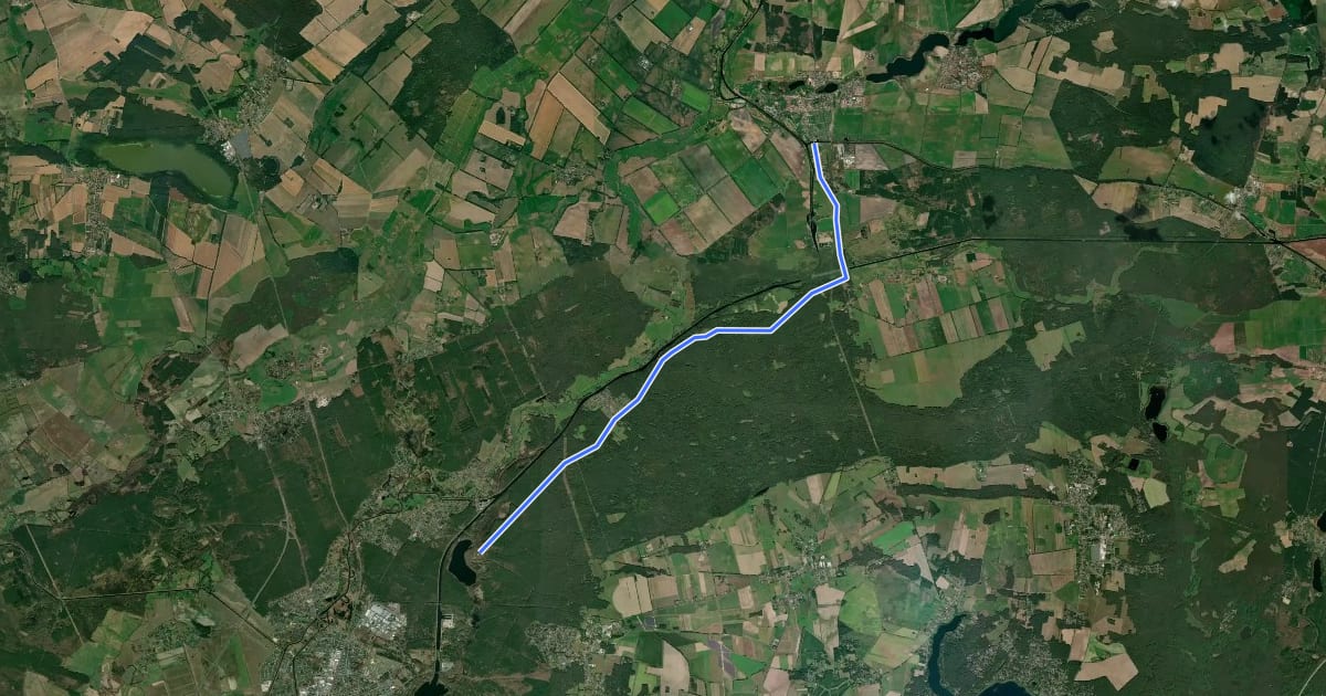 Маршрут Oranienburg (66) - Liebenwalde (75) на спутниковом снимке