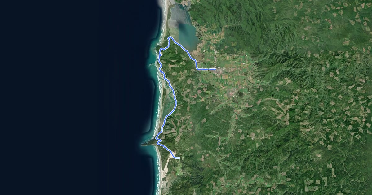 Маршрут Oregon Coast Scenic Bikeway (Tillamook Alternate) на спутниковом снимке