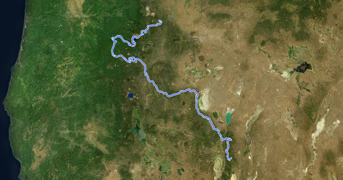Маршрут Oregon Timber Trail на спутниковом снимке