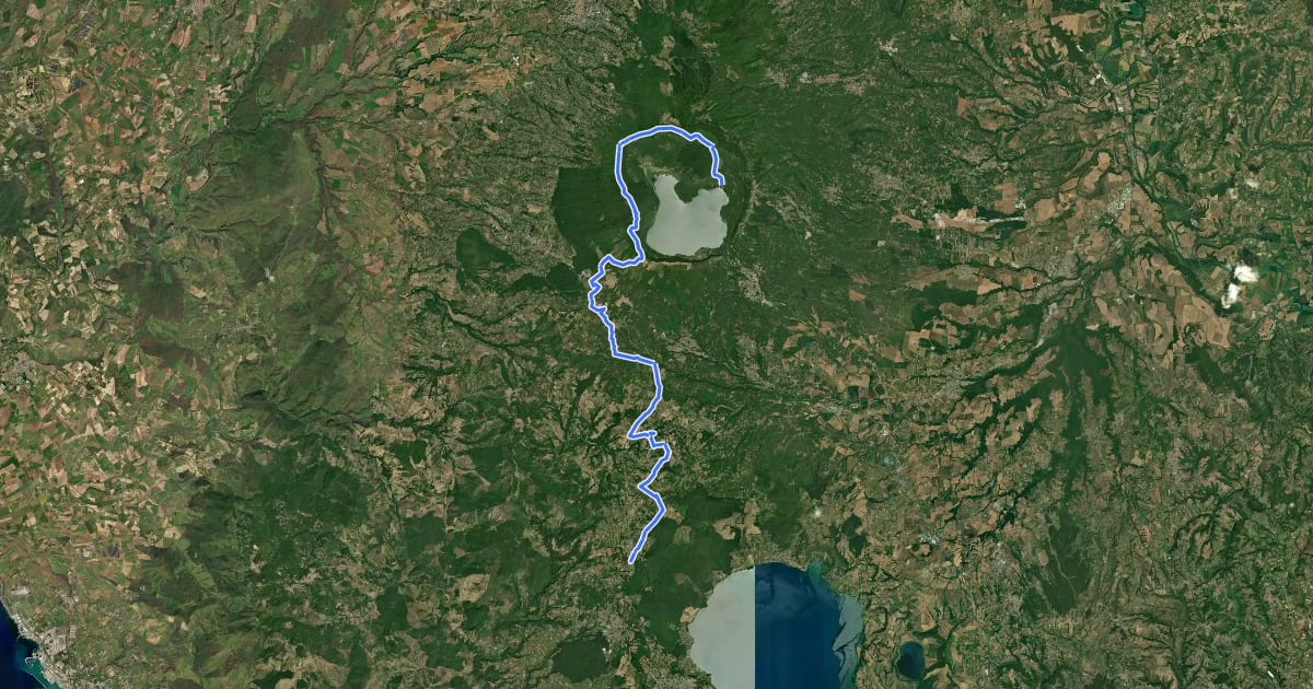 Маршрут Oriolo Romano - lago di Vico на спутниковом снимке