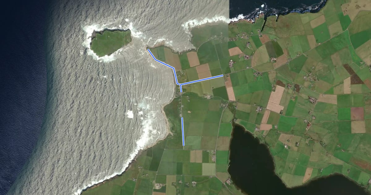 Маршрут Orkney Prehistory Loop Ride на спутниковом снимке