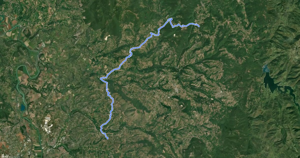 Маршрут Ornaro Alto - Montenero Sabino - Gole del Farfa - Castelnuovo di Farfa - Abbazia di Farfa - Fara Sabina - Sterparelle на спутниковом снимке
