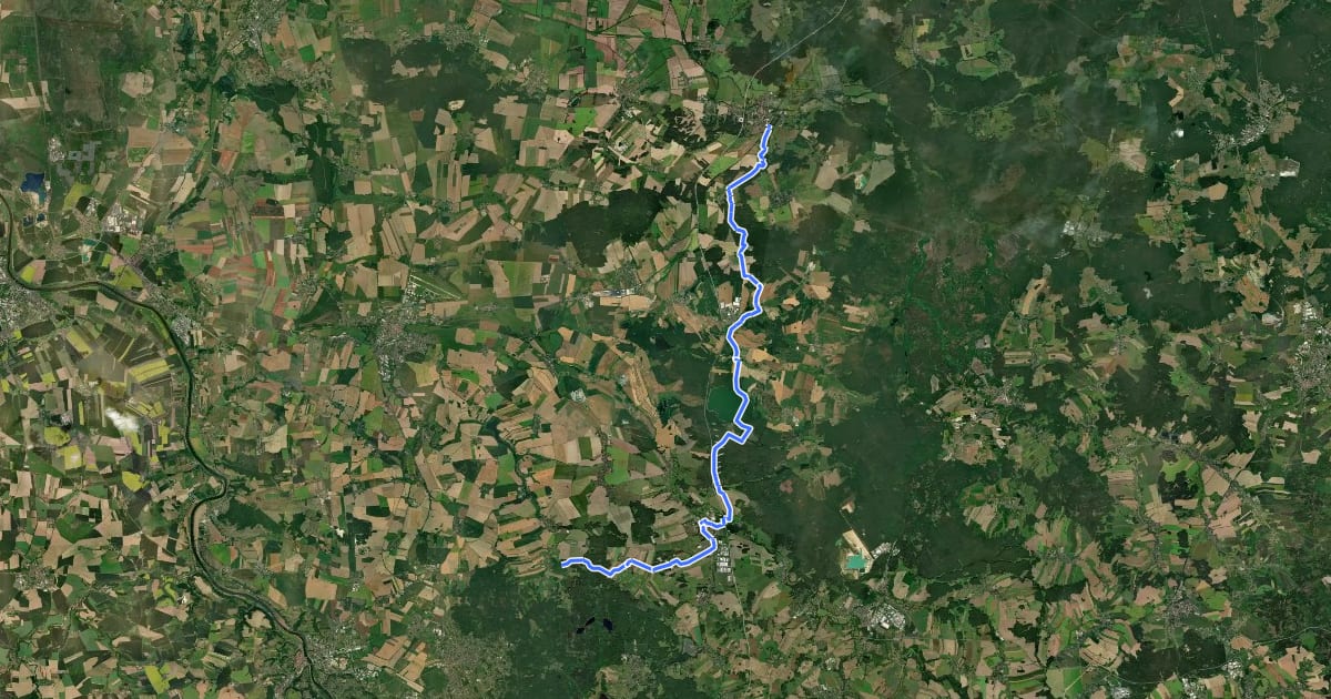 Маршрут Ortrand-Radeburg-Steinbach на спутниковом снимке